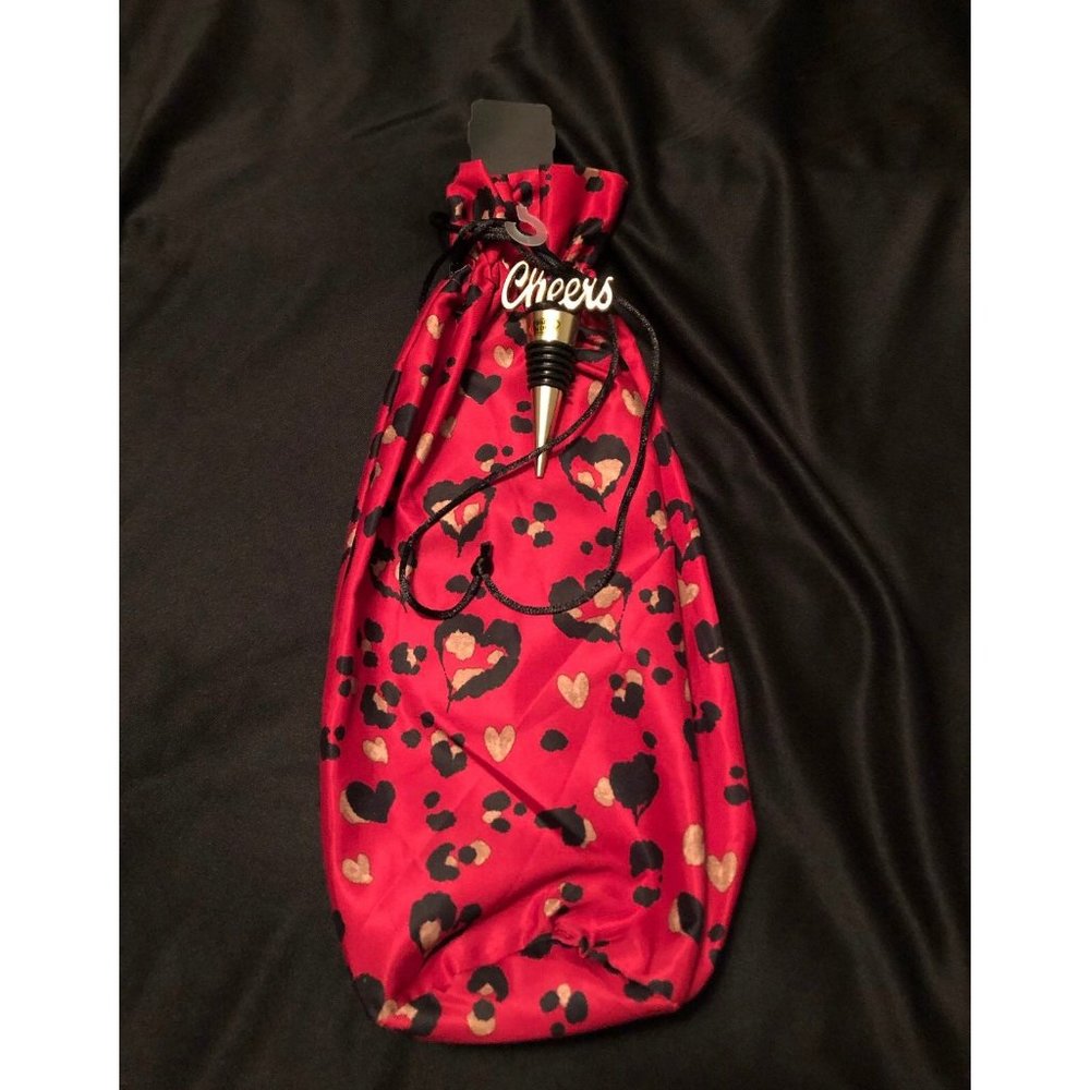 Wine Bag and Stopper Chico's  Red Animal Print NWT